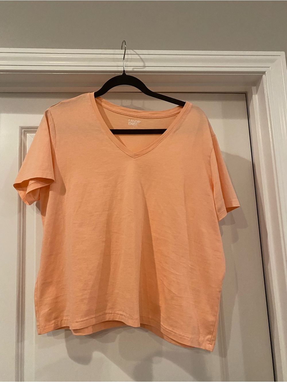 Lands' End Women's V-Neck Short Sleeve Tee - Peach